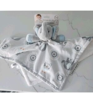 NWT Blankets & Beyond Plush Gray Blue Elephant Security Blanket Lovey Nunu Owls